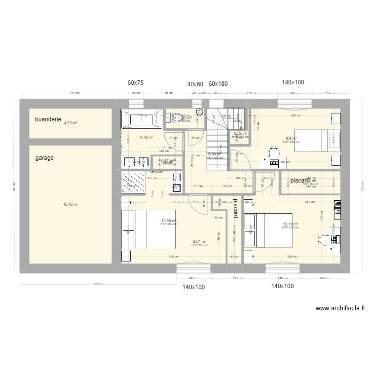 casa trets etage v7 sans dressing. Plan de 0 pièce et 0 m2