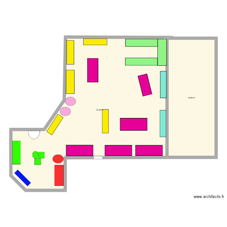 plan magasin. Plan de 2 pièces et 173 m2