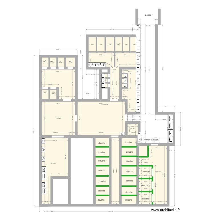  KOAWA ROchetaillée - sanitaire sous le chateau COMPLET. Plan de 39 pièces et 175 m2