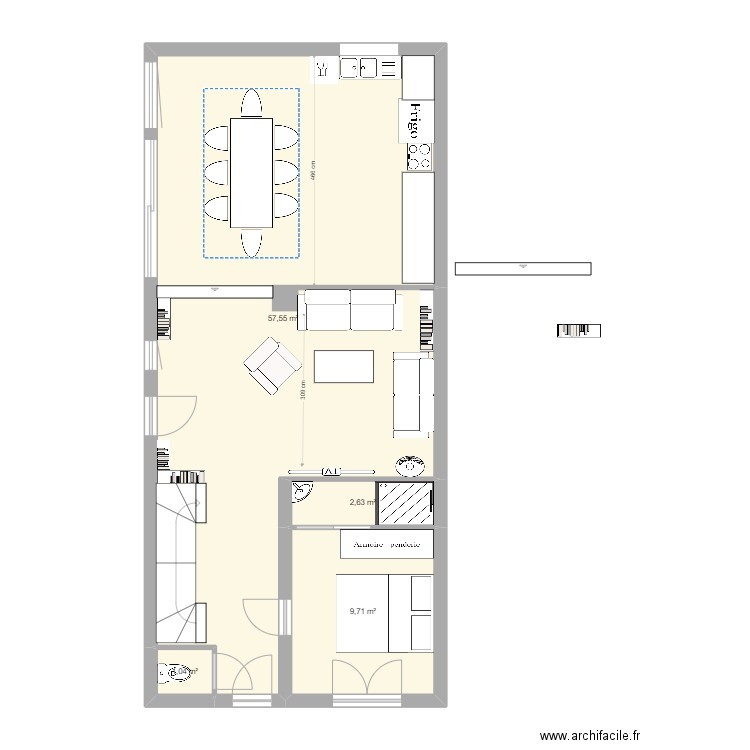 20 ImpM - rdc v1. Plan de 4 pièces et 71 m2