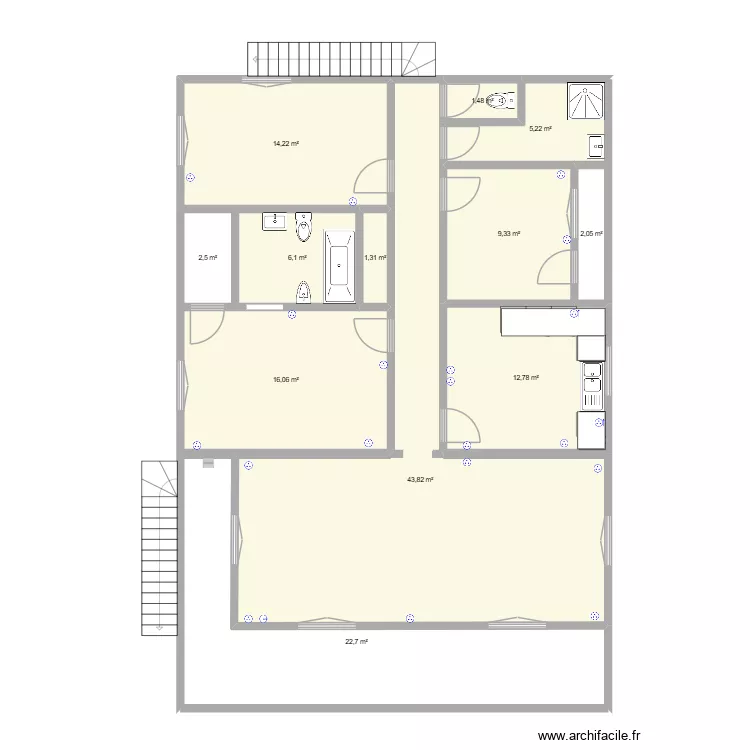 ETAGE MAISON MATHURIN. Plan de 12  et 138 m²