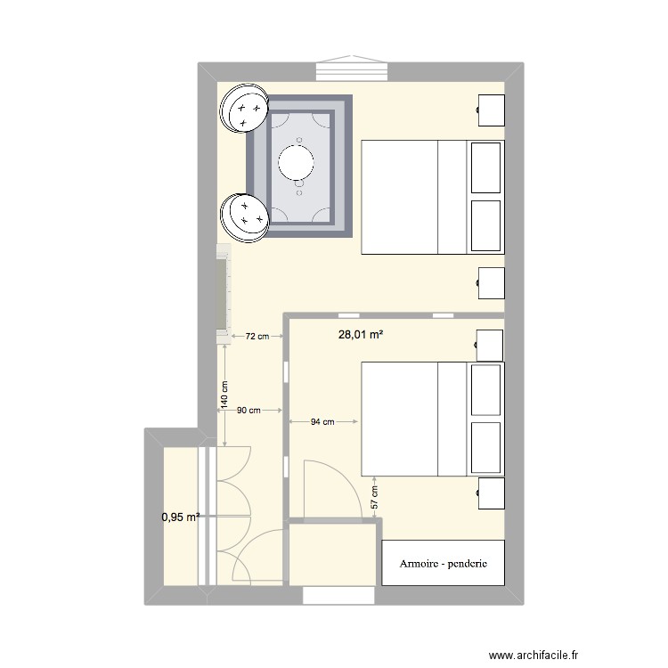 Xavier Chambre Var. Plan de 2 pièces et 29 m2