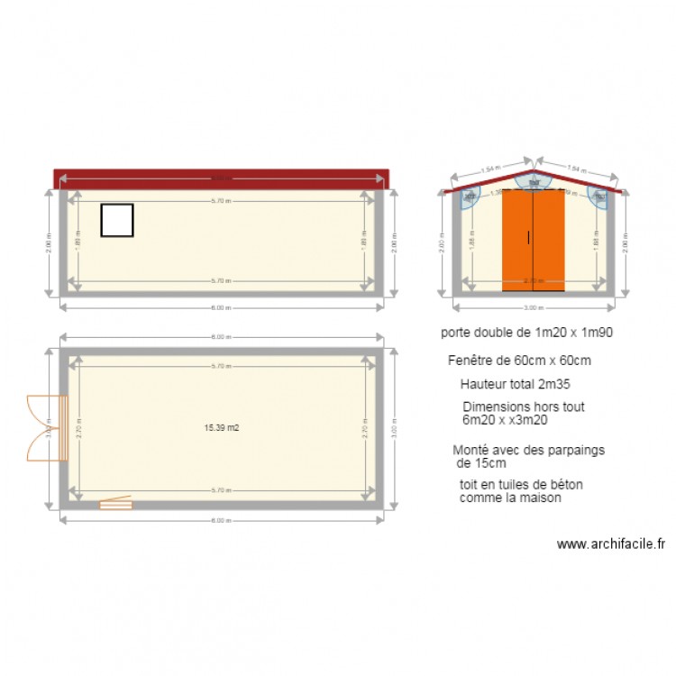 abri de jardin en parpaing. Plan de 0 pièce et 0 m2