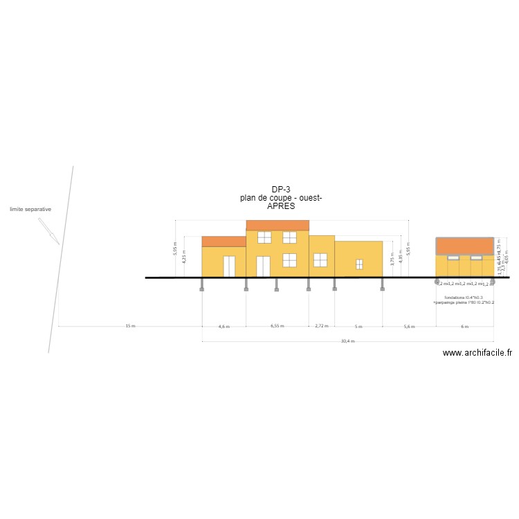 DP3 plan de coupe-APRES local. Plan de 0 pièce et 0 m2