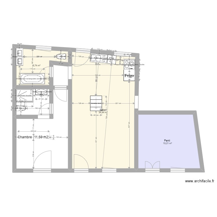 VilleneuveHabitation&PentiRezdeChaussée2021. Plan de 3 pièces et 56 m2