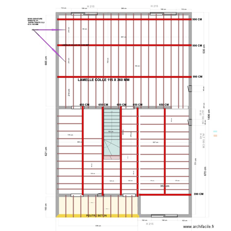 9JF plancher HT etage 24 06 23. Plan de 9 pièces et 259 m2
