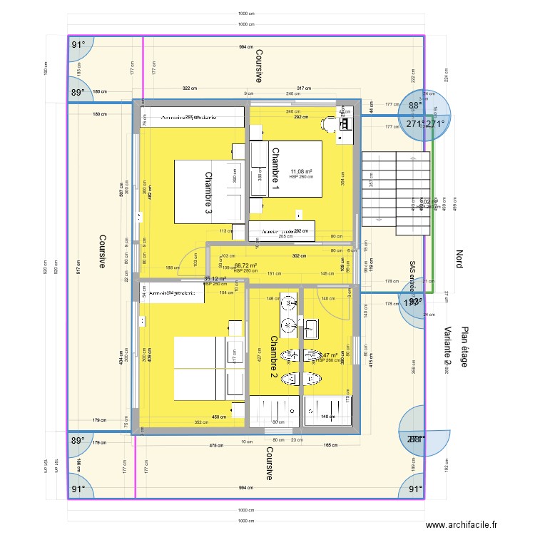 Etage surface 54m2 V1 nouveau. Plan de 0 pièce et 0 m2