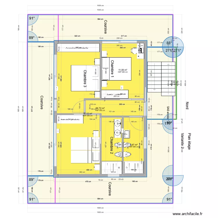 Etage surface 54m2 V1 nouveau. Plan de Etage surface 54m2 V1 nouveau. Plan de