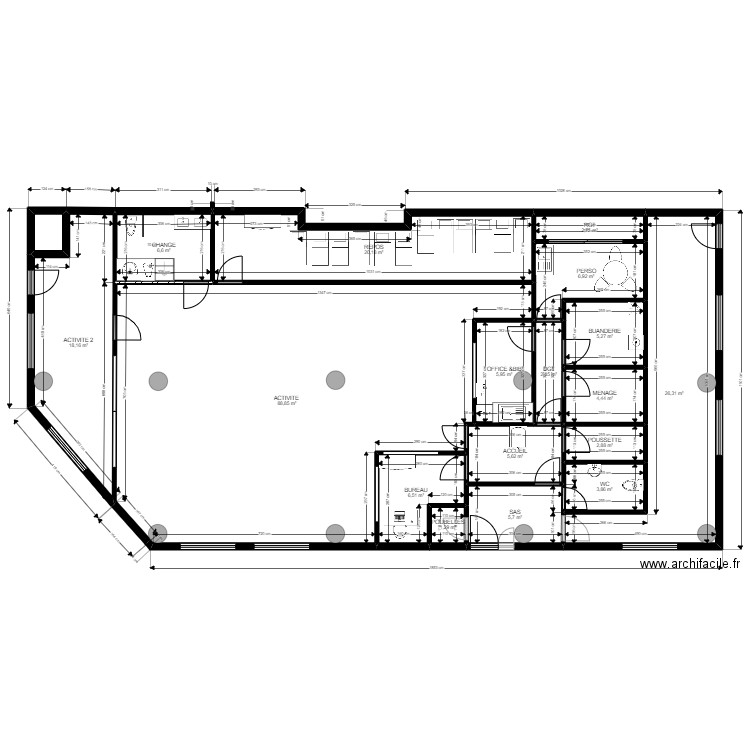 Fontenay Existant 1 JORDAN 14092022 maj JR projet. Plan de 18 pièces et 215 m2