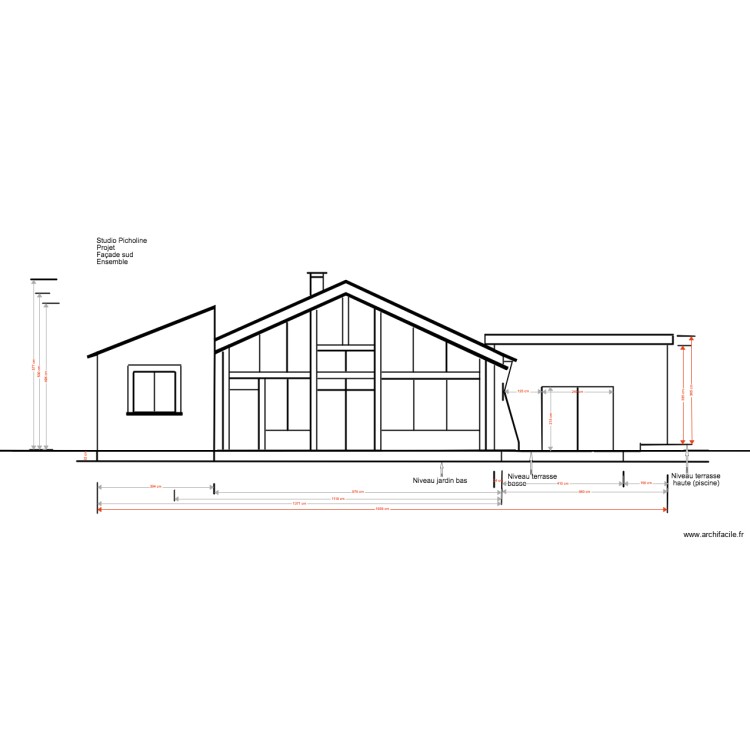 Studio Picholine Projet 02 18 5 Fa&ccedil;ade Sud . Plan de 0 pièce et 0 m2