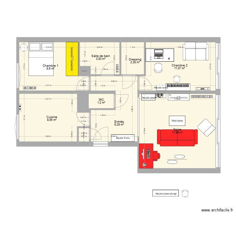 cenon 2. Plan de 10 pièces et 65 m2