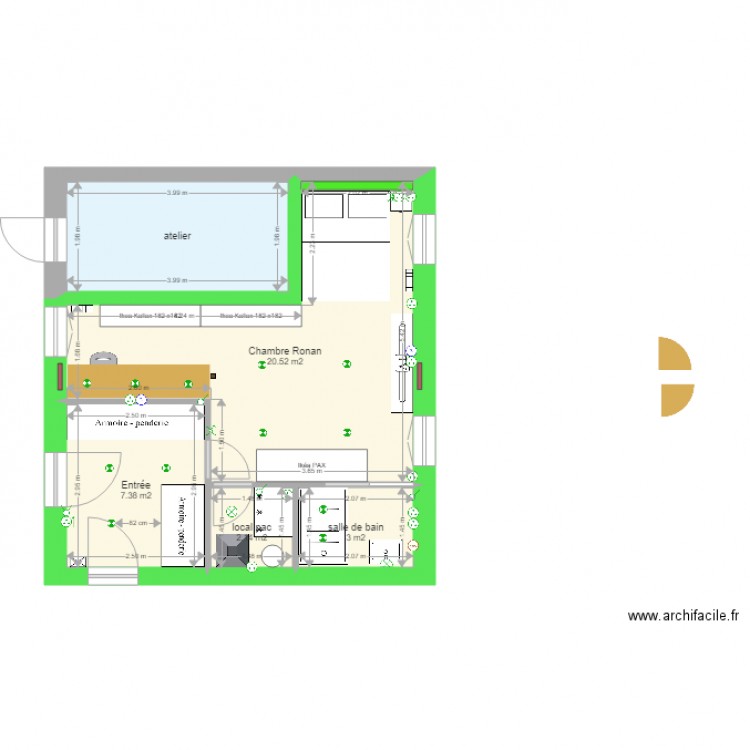 Pièce HUGO avec isolation et électricité sans triangle. Plan de 0 pièce et 0 m2