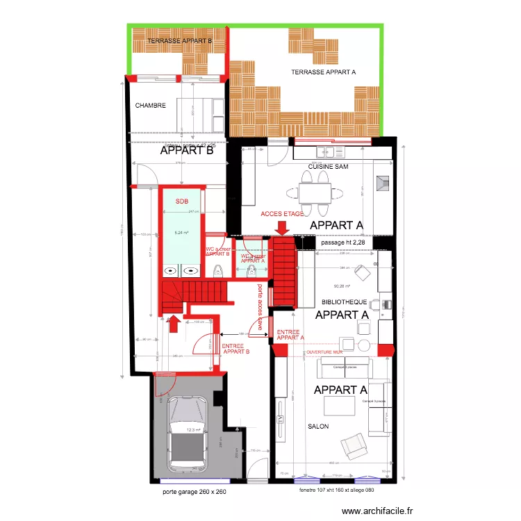 HOERNER HOMBOURG RDC REVU APPART A . Plan de 