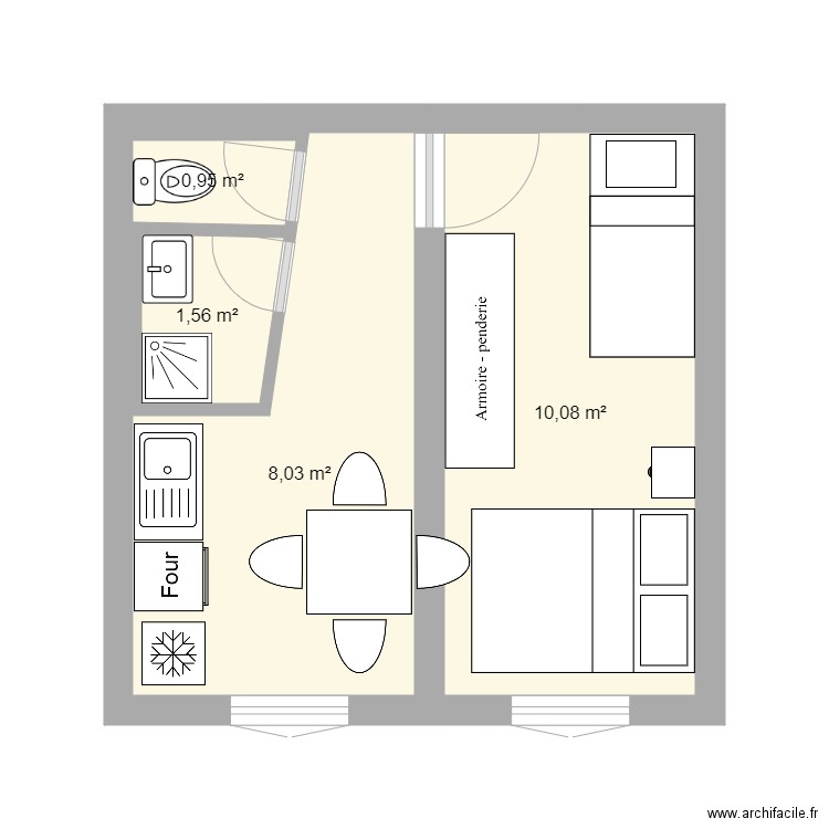 Plan origine. Plan de 4 pièces et 21 m2