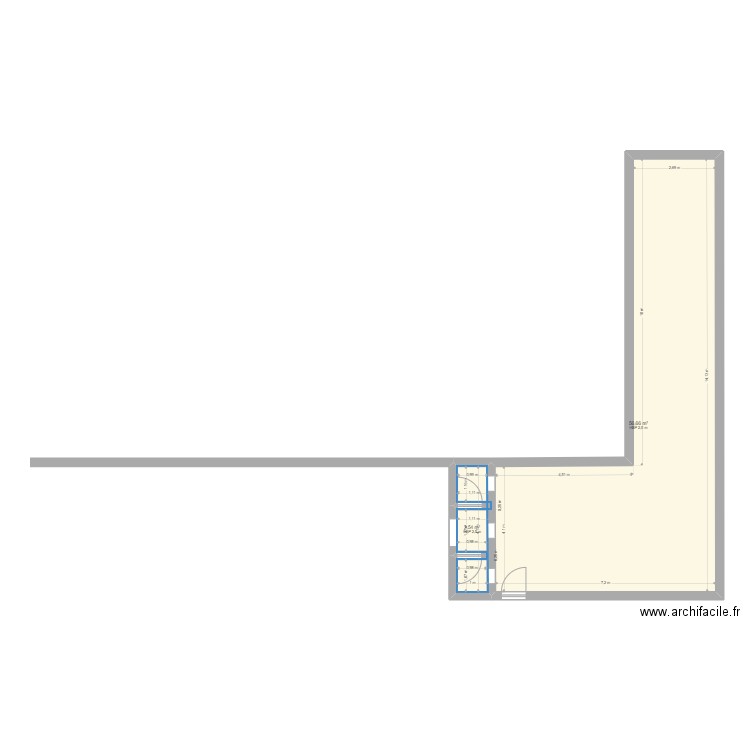 2sh. Plan de 2 pièces et 60 m2