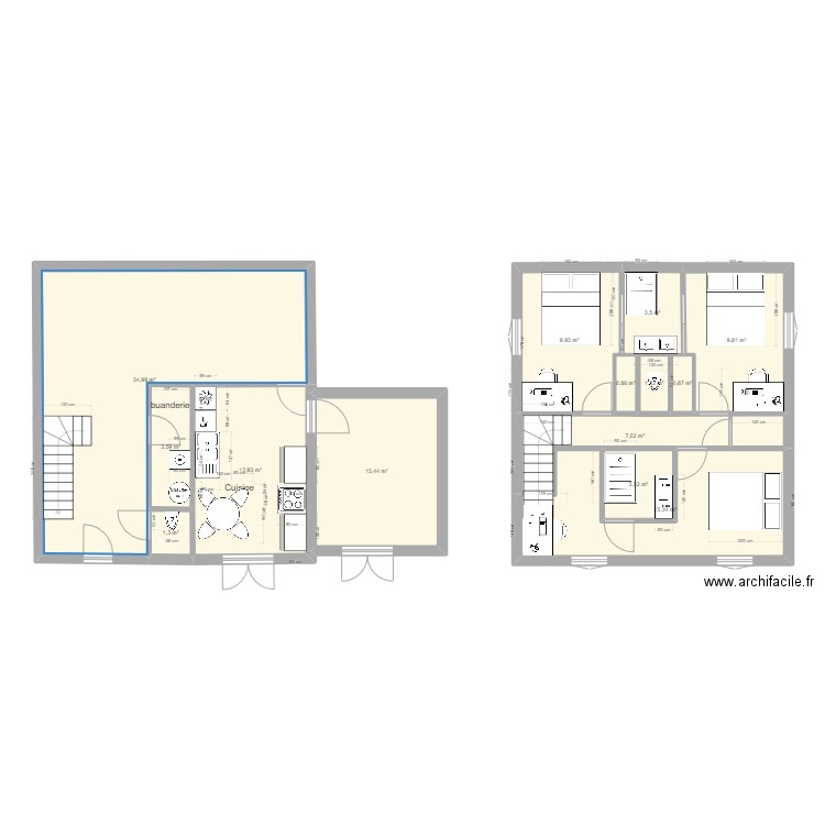 maison 4. Plan de 14 pièces et 119 m2