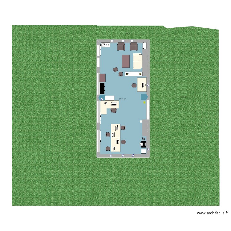 radio u . Plan de 1 pièce et 37 m2