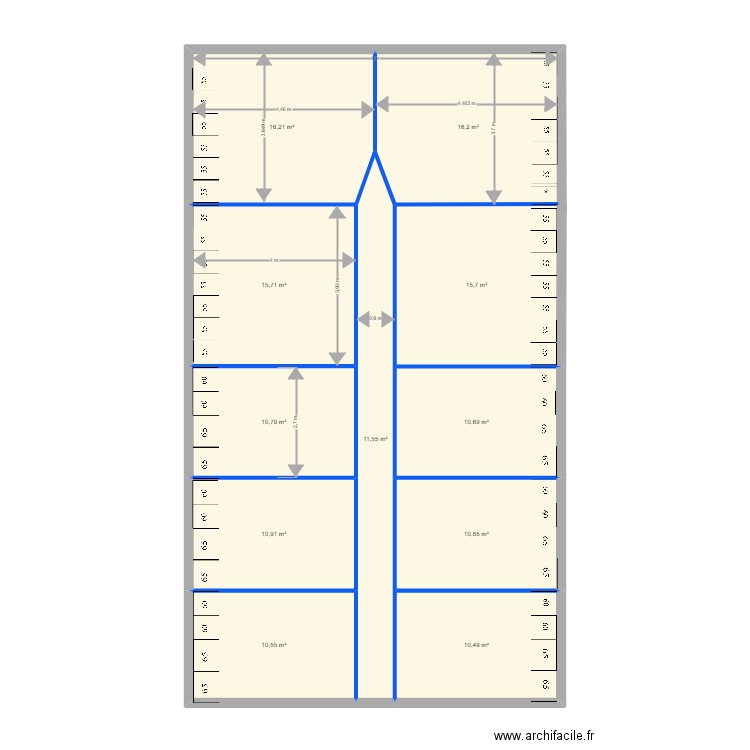 porcibel b5. Plan de 11 pièces et 140 m2