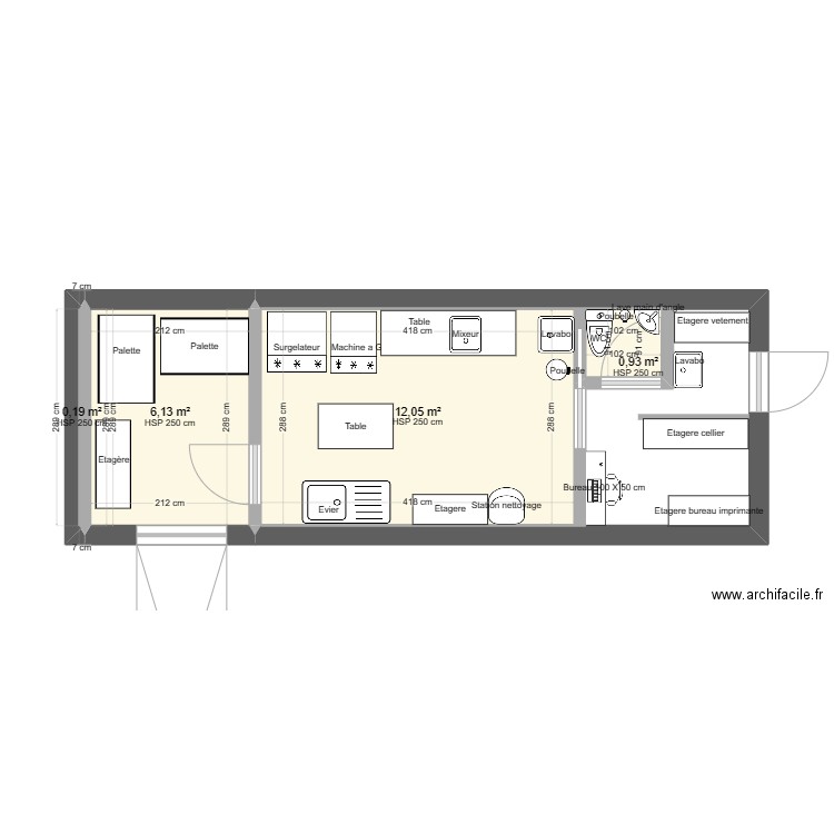 Plan cuisine La maison Givrée. Plan de 4 pièces et 19 m2