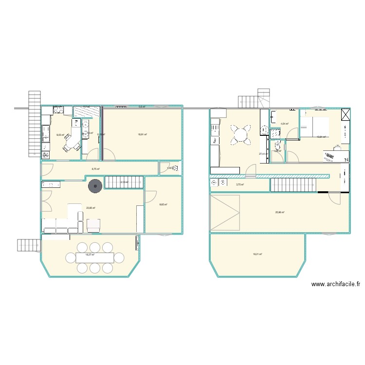 Maison St Xandre 4. Plan de 19 pièces et 193 m2
