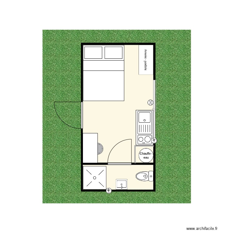 Maison minimaliste intérieur version lit. Plan de 0 pièce et 0 m2