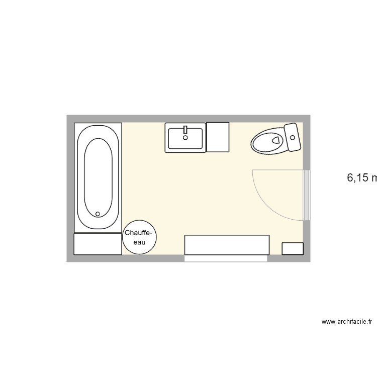 Brouaux SDB existant. Plan de 1 pièce et 6 m2