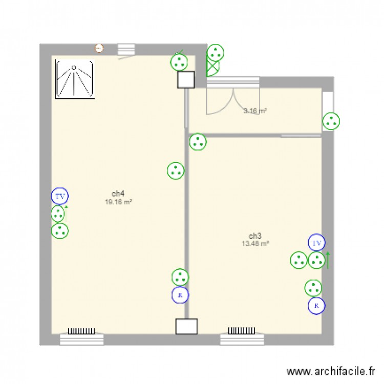 chambre 3 et 4 cote sans essais. Plan de 0 pièce et 0 m2