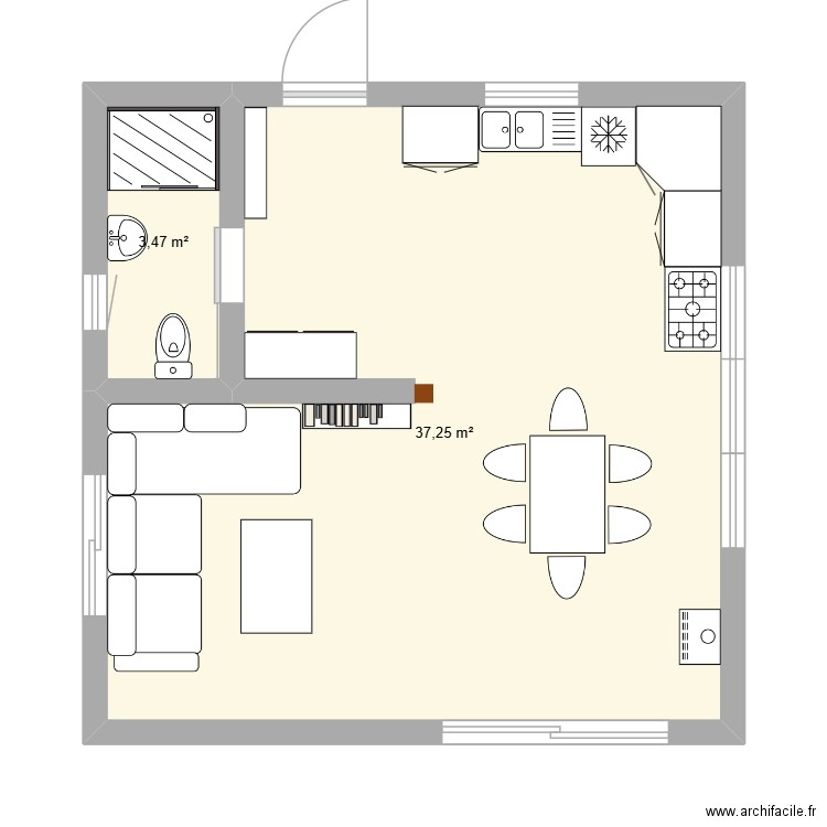 casa1. Plan de 2 pièces et 41 m2