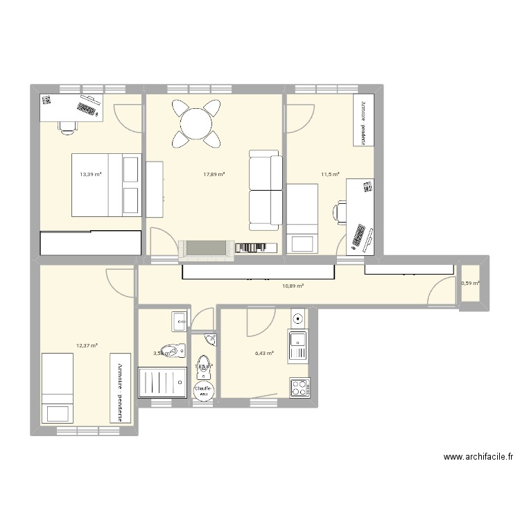 15eme meuble Remi. Plan de 9 pièces et 78 m2