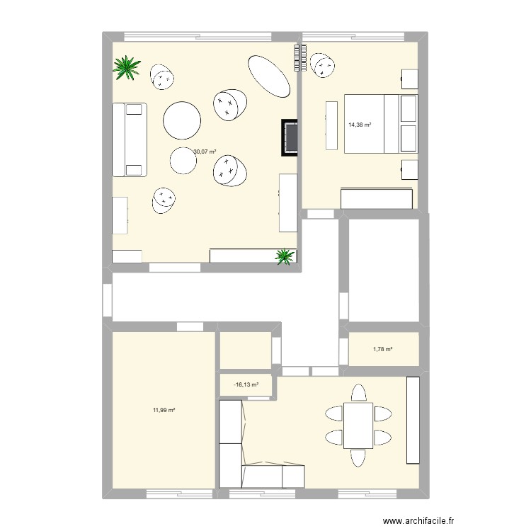 Appt Pierre curie. Plan de 5 pièces et 59 m2