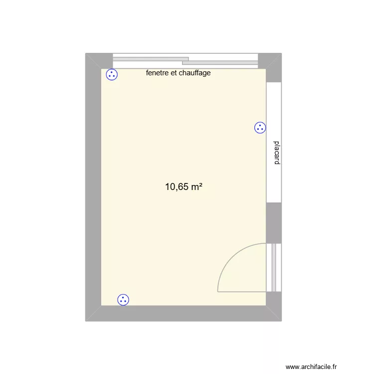 chambre. Plan de 1  et 11 m²