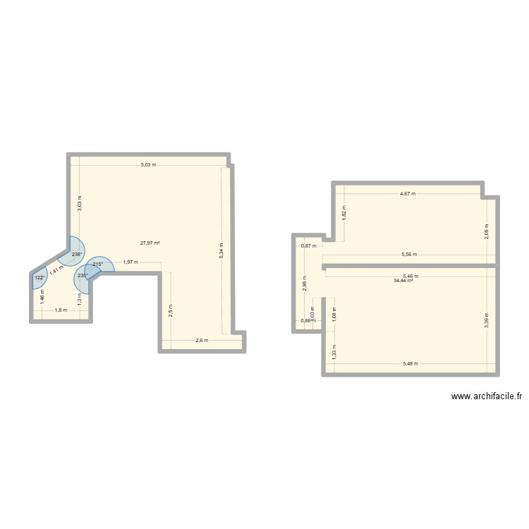 Alfortville. Plan de 2 pièces et 62 m2