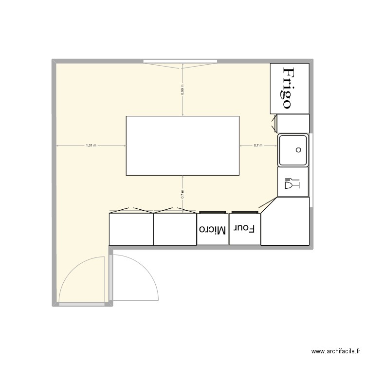 Cuisine. Plan de 1 pièce et 17 m2