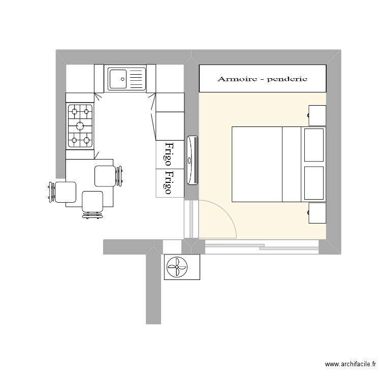 VAN 3. Plan de 1 pièce et 10 m2