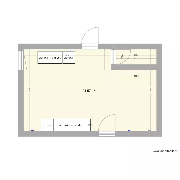 Dressing. Plan de 1 et 25 m² Dressing. Plan de 1 et 25 m²