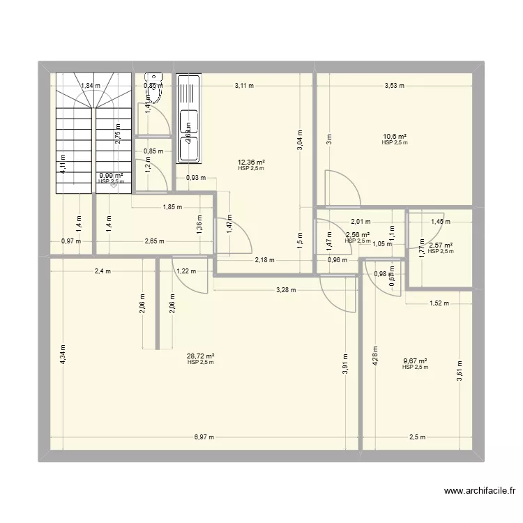 Etage SERA. Plan de 9  et 79 m²