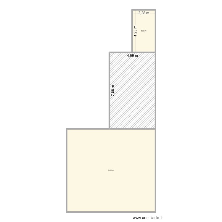 apres travaux. Plan de 3 pièces et 120 m2