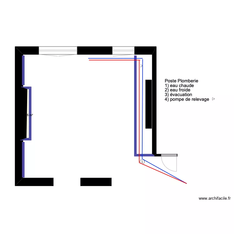 cuisine (poste plomberie). Plan de 