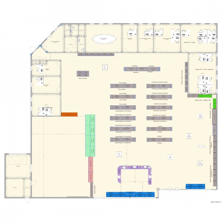 Futur 1T1 aménagement bureaux finale. Plan de 0 pièce et 0 m2