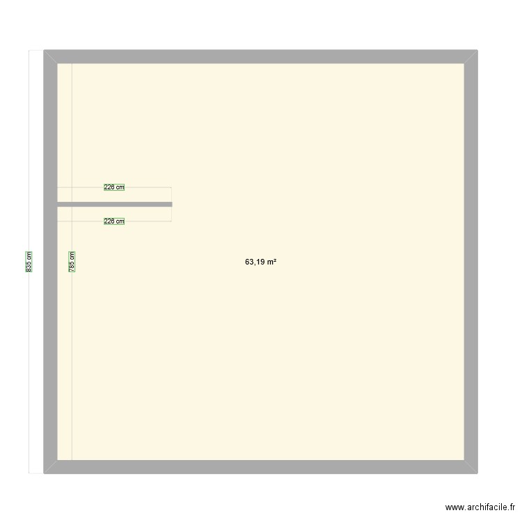 maison. Plan de 1 pièce et 63 m2