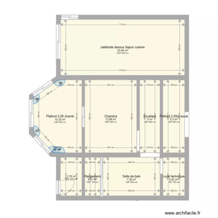 Portet DUMAS Etage2 sans meubles. Plan de 