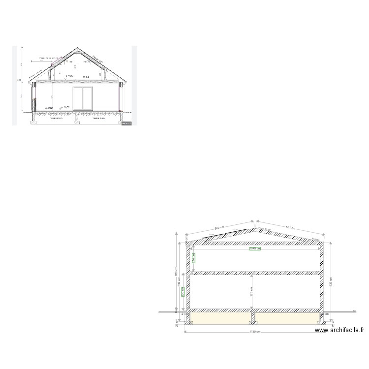 plan de coupe PILET MARYLINE. Plan de 8 pièces et 65 m2