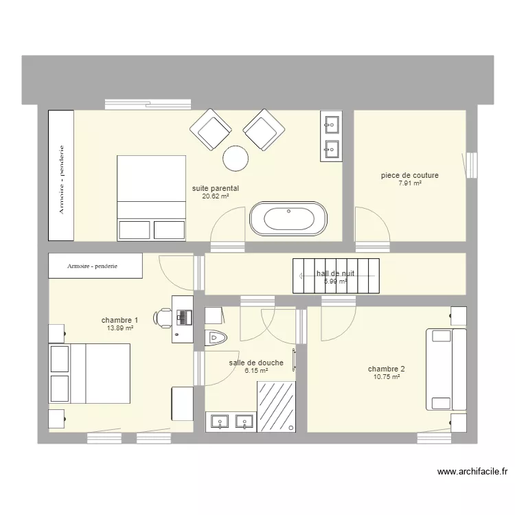 maison 1er etage apres version 1  stoumont. Plan de 
