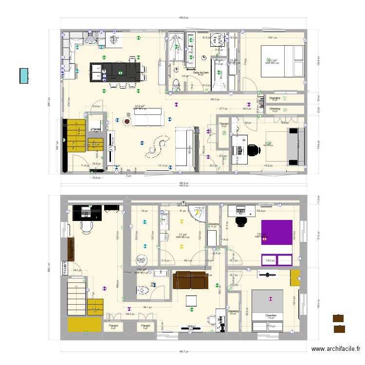 RdC_2. Plan de 22 pièces et 153 m2