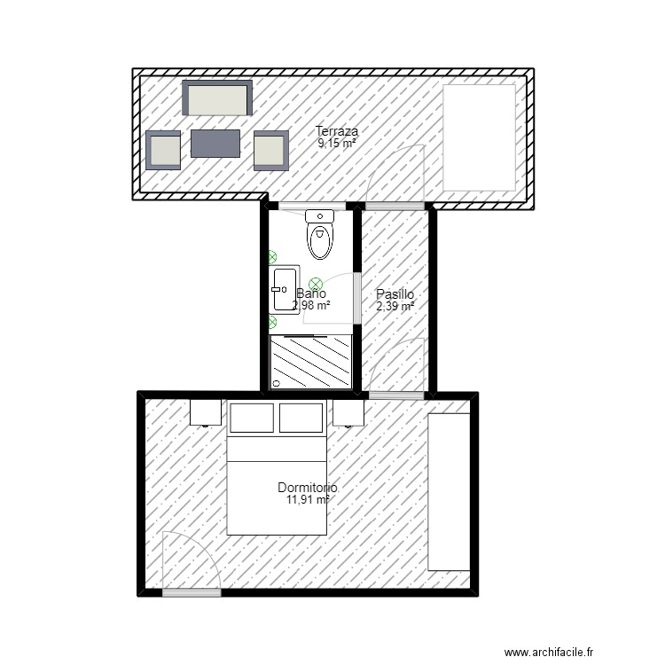 Proyecto Jaén. Plan de 4 pièces et 26 m2