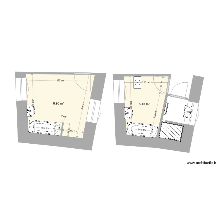 SALLE DE BAIN COMMUNE ETAT ACTUEL. Plan de 0 pièce et 0 m2