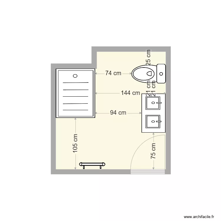 Salle de bains M. VIGNEAU-Blois. Plan de 