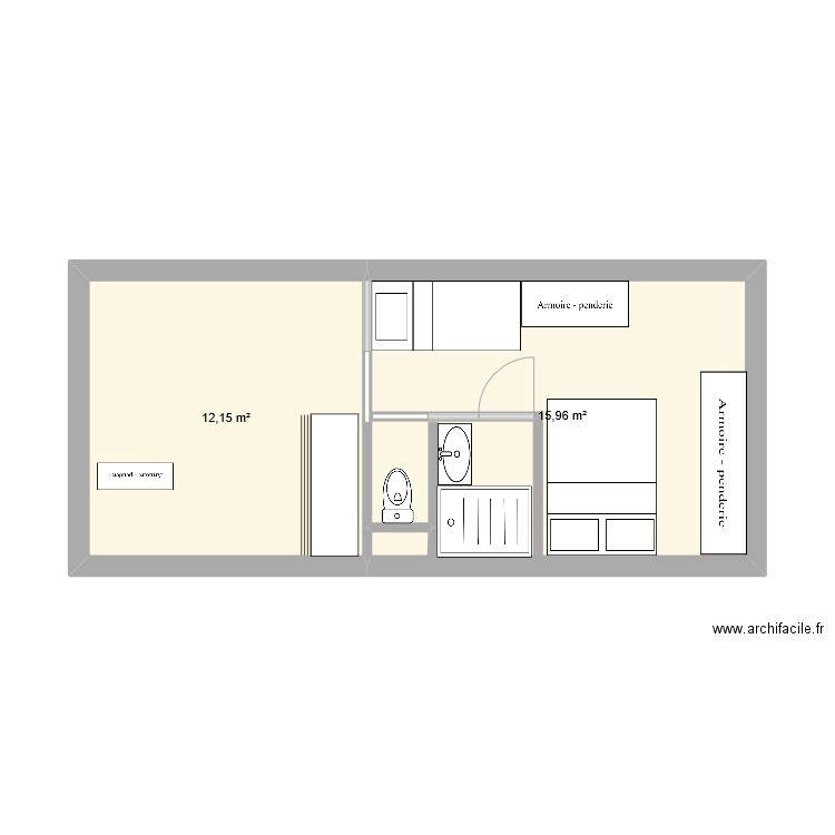 Alpe d'huez plan de départ. Plan de 2 pièces et 28 m2