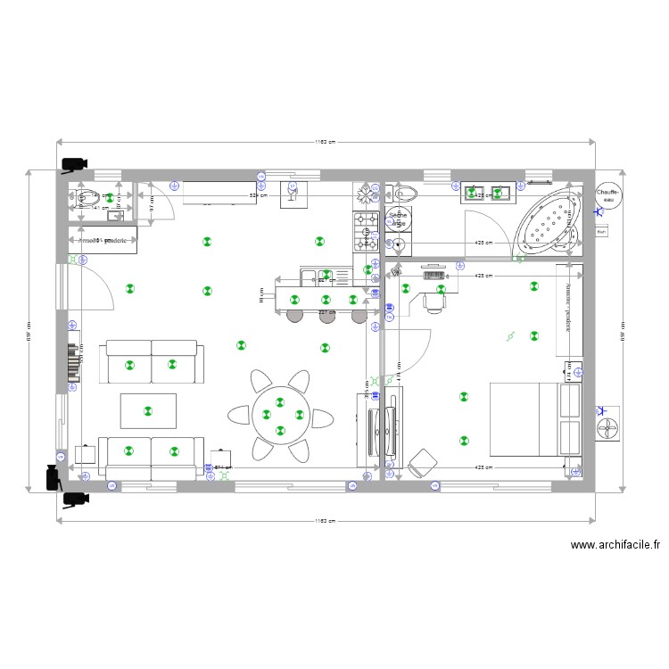 2 pièces . Plan de 0 pièce et 0 m2