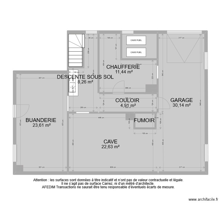 BI 7880 SOUS SOL PASCAL. Plan de 9 pièces et 109 m2